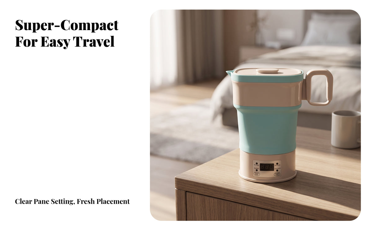 Compact Foldable Travel Kettle | Digital Display Control Panel, Soft Silicone Body, Electric Travel Kettle, for Dorm Rooms