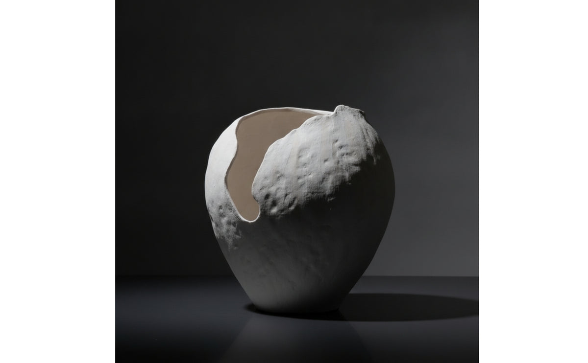 Ceramic Vase Artisanal Patina Sculptural Vase Handcrafted Vessel for Console, Lobby