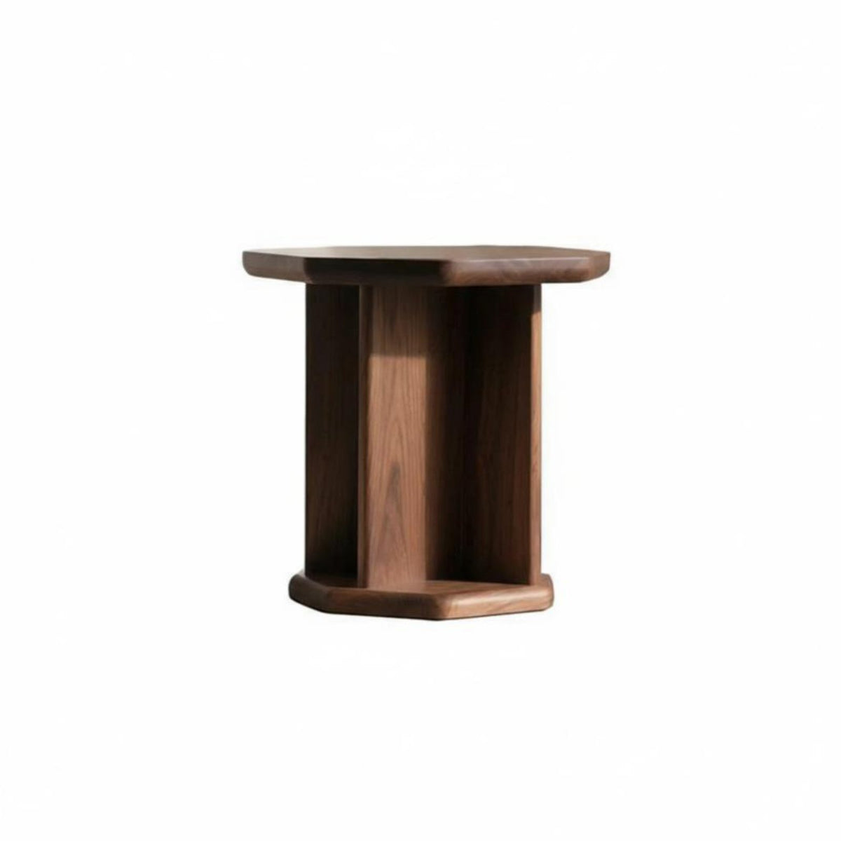 dual-level Corner Stand Song era Aesthetic 2-Tier Side Table solid Wood Construction Round and Square Top choices for Entryway
