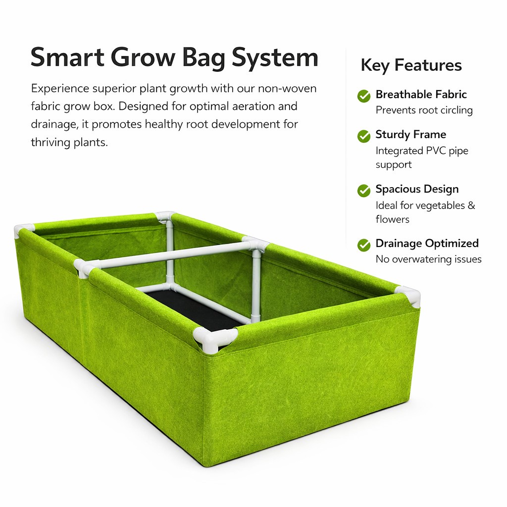 Rectangular Grow Bag with Stand, Large Outdoor Planters for Gardeners, Heavy Duty Felt Planter Box with , Breathable Pot