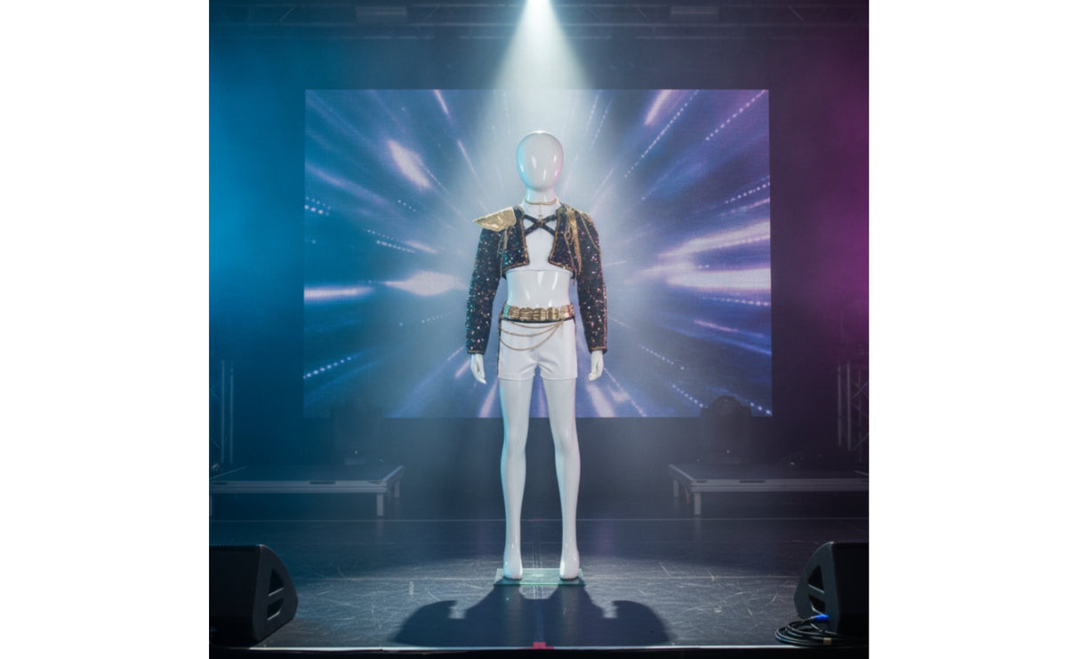 Cropped Stage Outfit with Sequined Jacket Shimmering Performance Outfit with Waist Belt Sleeveless Clothing Fitted for Cosplayers, Dancers