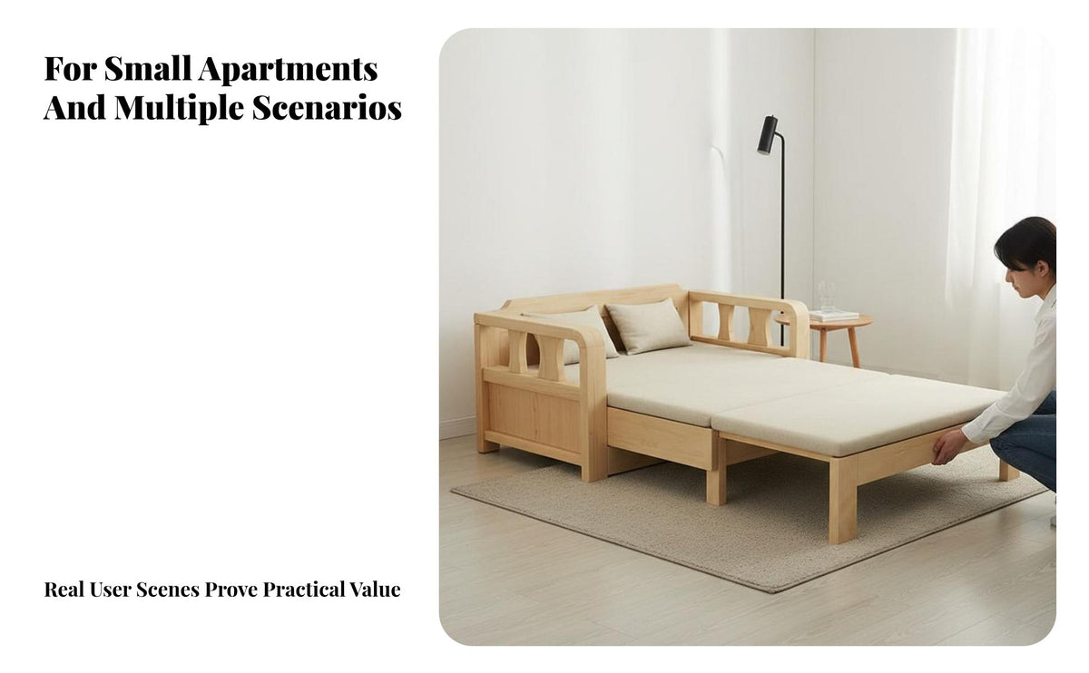 Multi-Functional Pull-extendable Sleeper Loveseat Space-Saving expandable Slatted Daybed Single to Double Conversion Sofa Bed long-lasting Frame for Small Apartment Dwellers, Students, Homeowners, Living Room, Bedroom, Home Office