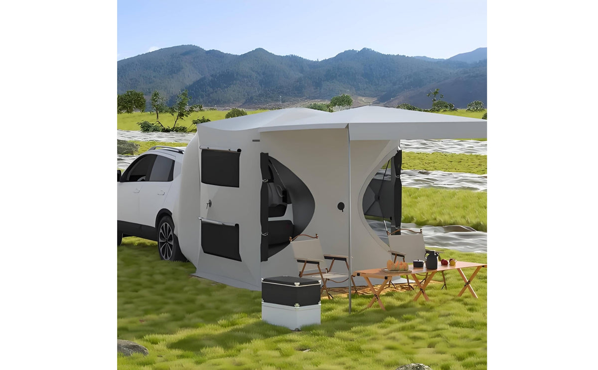 600D Thickened Car Tail Extension Tent Multi-Panel SUV Camping Tent Rain Cover Quick-Setup Screen Shelter Carrying Bag for Overnight Use, Outdoor Travel