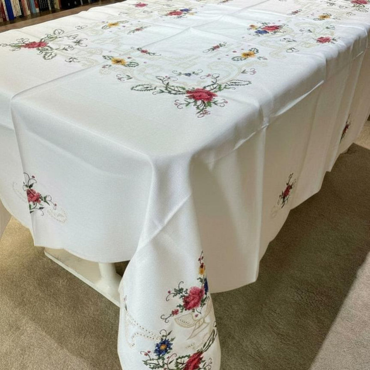 European Hand-Stitched Tablecloth, Ethnic Embroidered Sofa Bed Cover, Classic Home Textile, Tea Table Mat