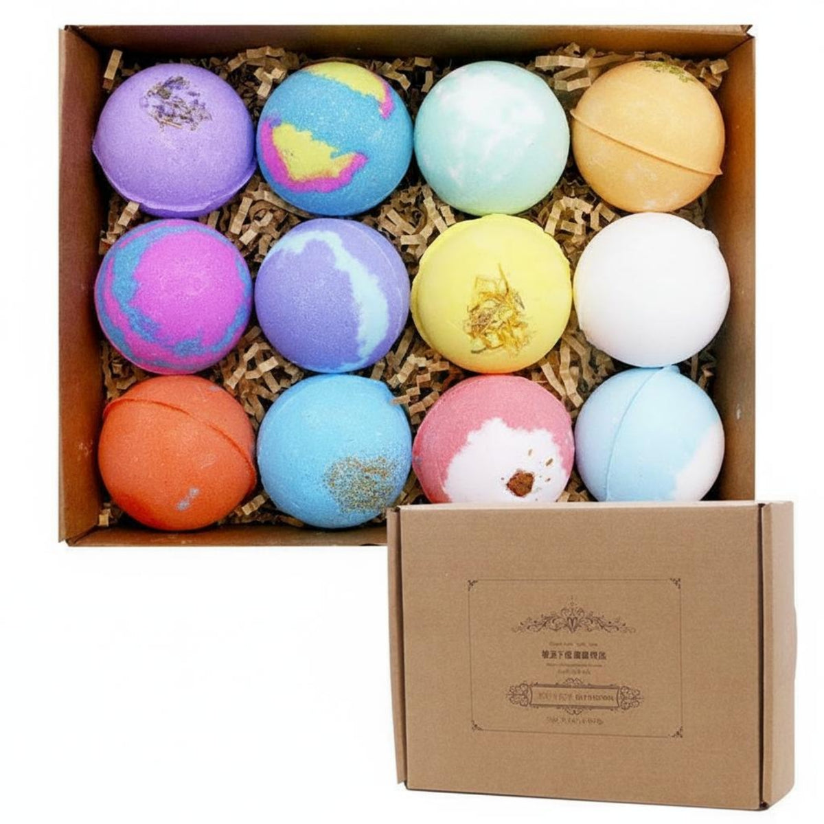 12 Pieces Dried Flower Botanicals Bath Fizzy Set Fizzy & Foaming Essential Oil Bath Balls Handmade for Relaxation