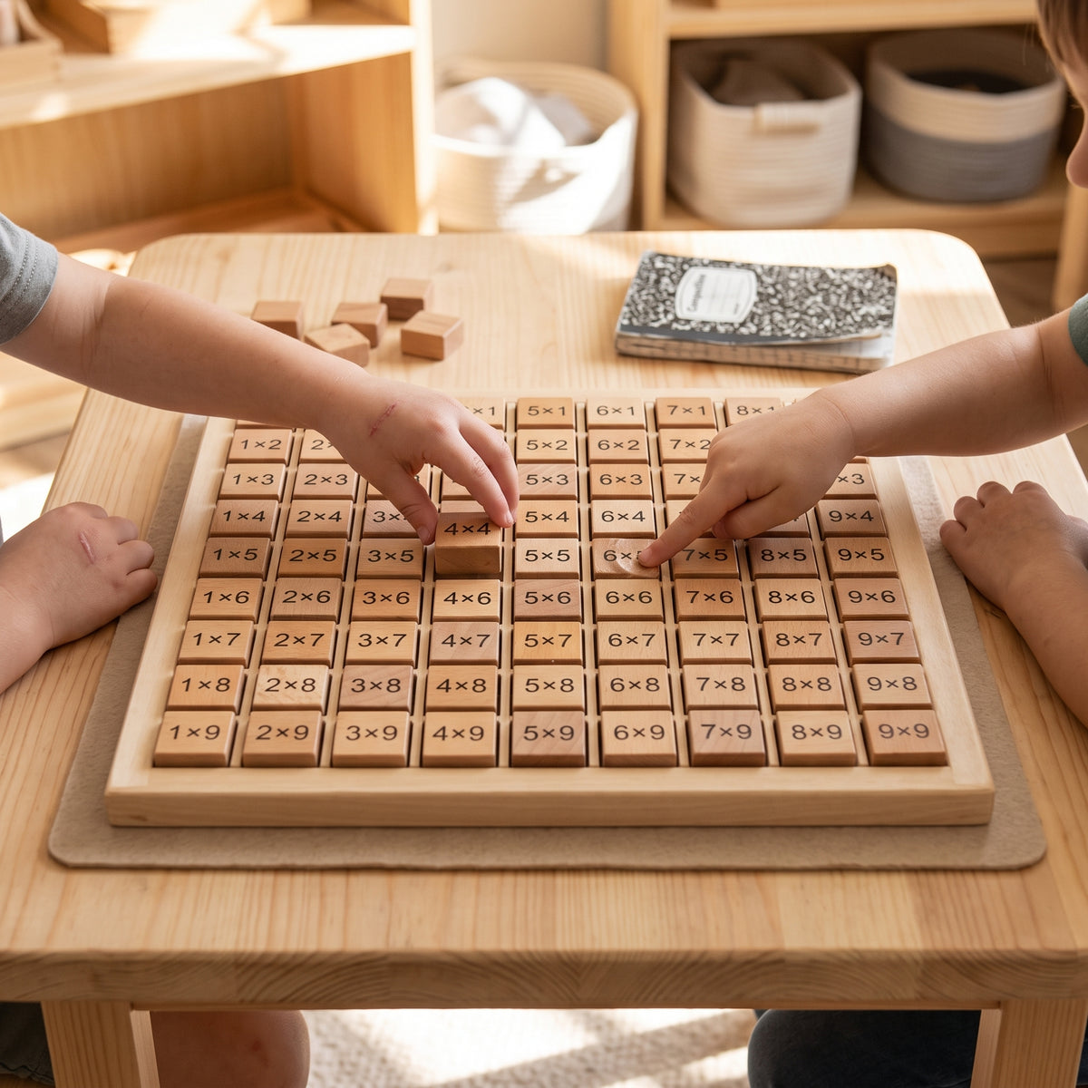 Wooden Multiplication Board Montessori Math Toy for Kids Early Education