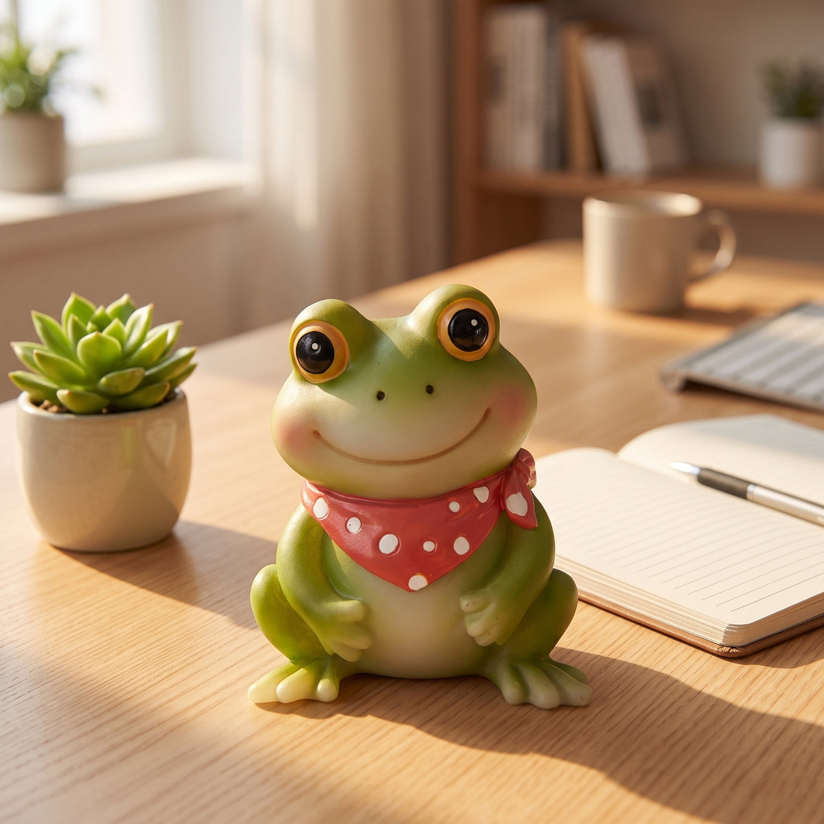 Miniature Frog Figurine Adorable Frog Statue Charming Miniature animal Statue for Shelf