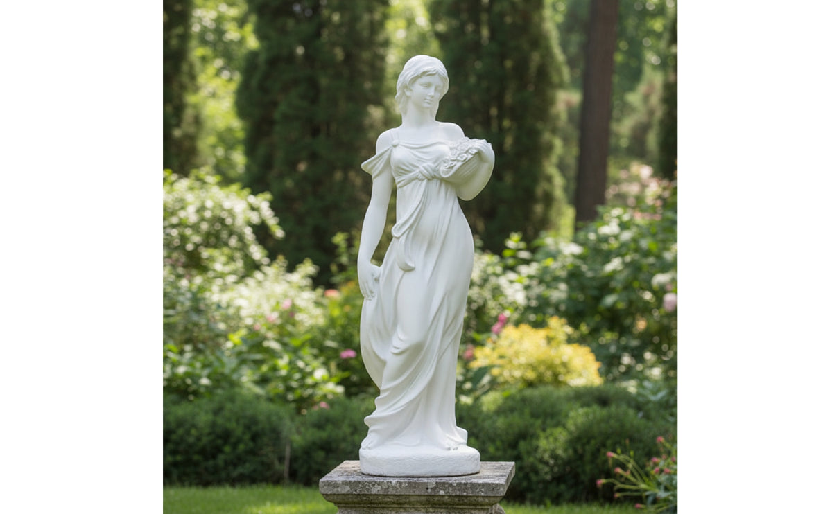 Stone-Look Classical Statue Freestanding Sculptural Figure Decorative Statue with Base Carved for Home Decorators, Art Collectors, Gallery, Entryway, Patio, Garden