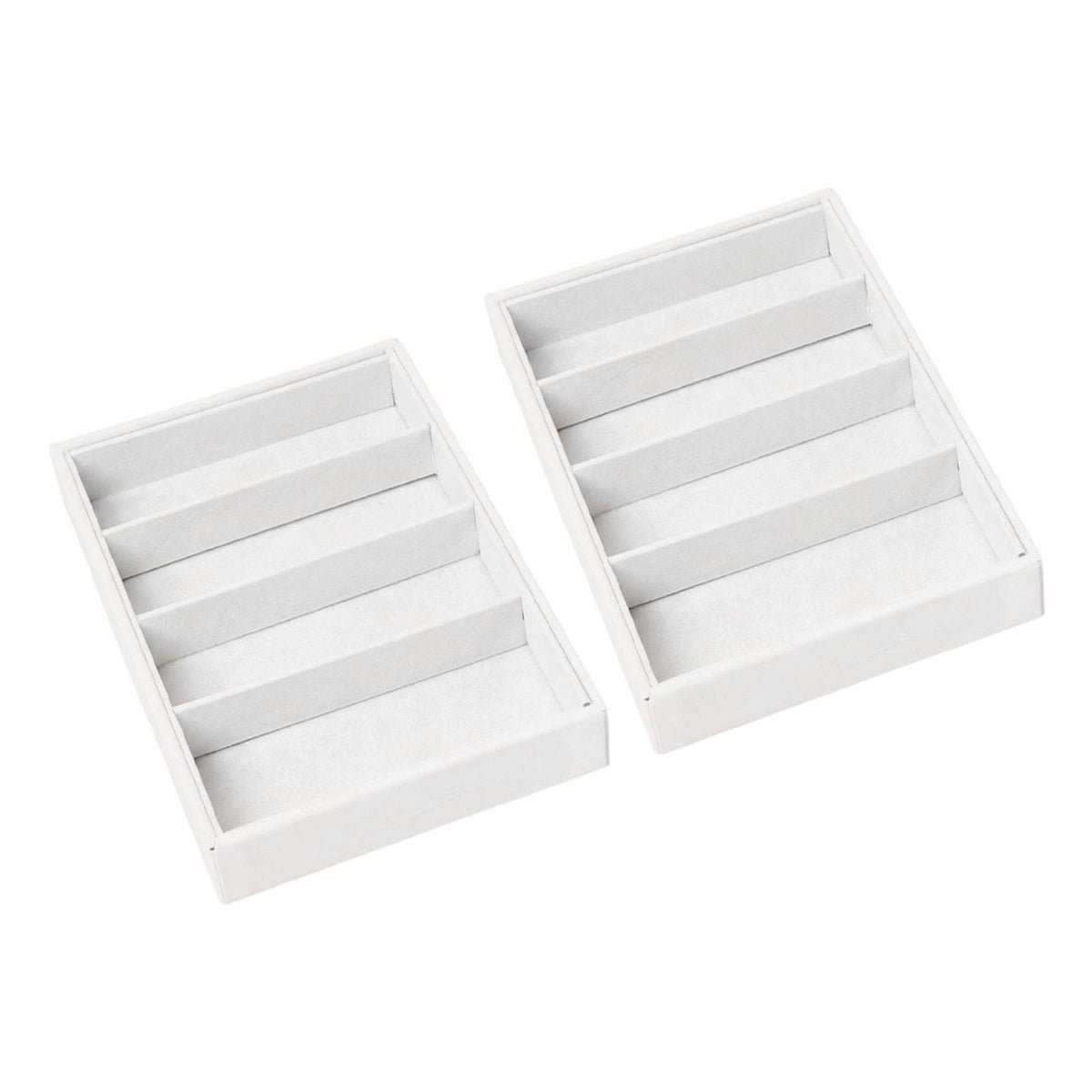 2 Pieces Stackable Eyeglasses Storage Box 4-Compartment Glasses Organizer Tray Divided Eyewear Tray Tidy for Dresser