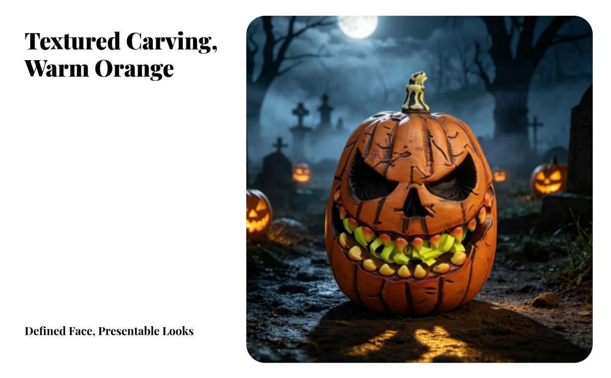 Pumpkin Animatronic with Skull Face | Compact Tabletop SizePowered Design, rising Pumpkin Ornament, for Bookshelf