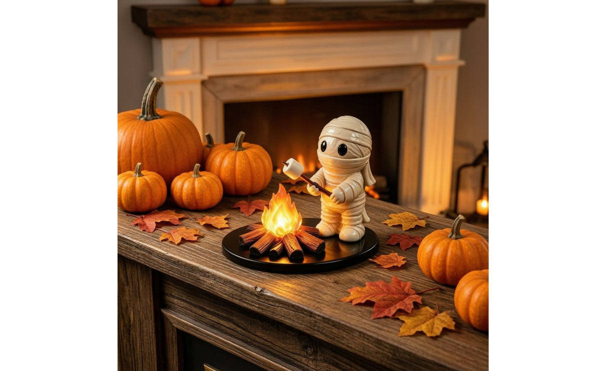 Tealight Holder with Campfire Scene Cartoon-Style Halloween Tealight Holder