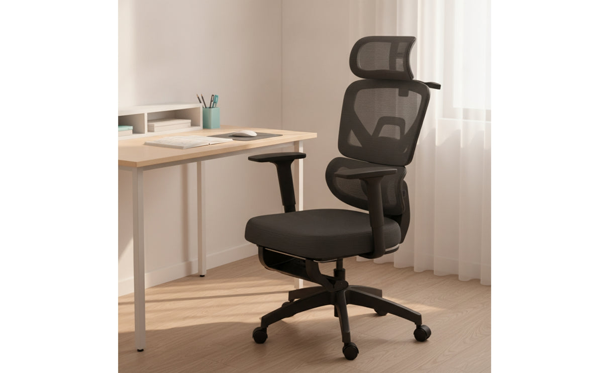 Ergonomic Office Chair with Footrest Breathable Mesh Office Chair with Footrest Padded for Telecommuters, Students, Study Room