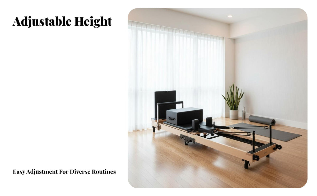 Foldable Pilates Reformer Space-Saving Pilates Core Bed Full Body Workout Wood Frame Reformer