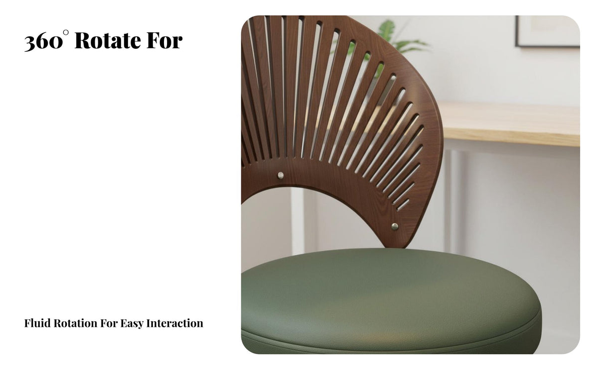 Retro Design Upholstered Bentwood Rolling Chair Ergonomic Design Rolling Bentwood Task Chair Easy Assembly pivot Seat for Home Workers, Students, Professionals, Study Room, Bedroom, Dormitory