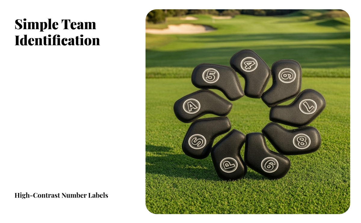 9 Pieces Water-Resistant PU Leather Golf Iron Head Covers with Number Labels