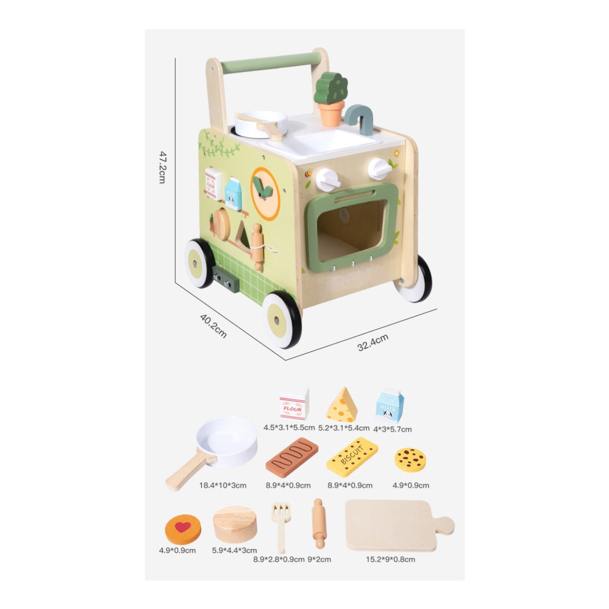 Play Kitchen with Cart Push Kitchen Set with Cart Young Child for Young Children