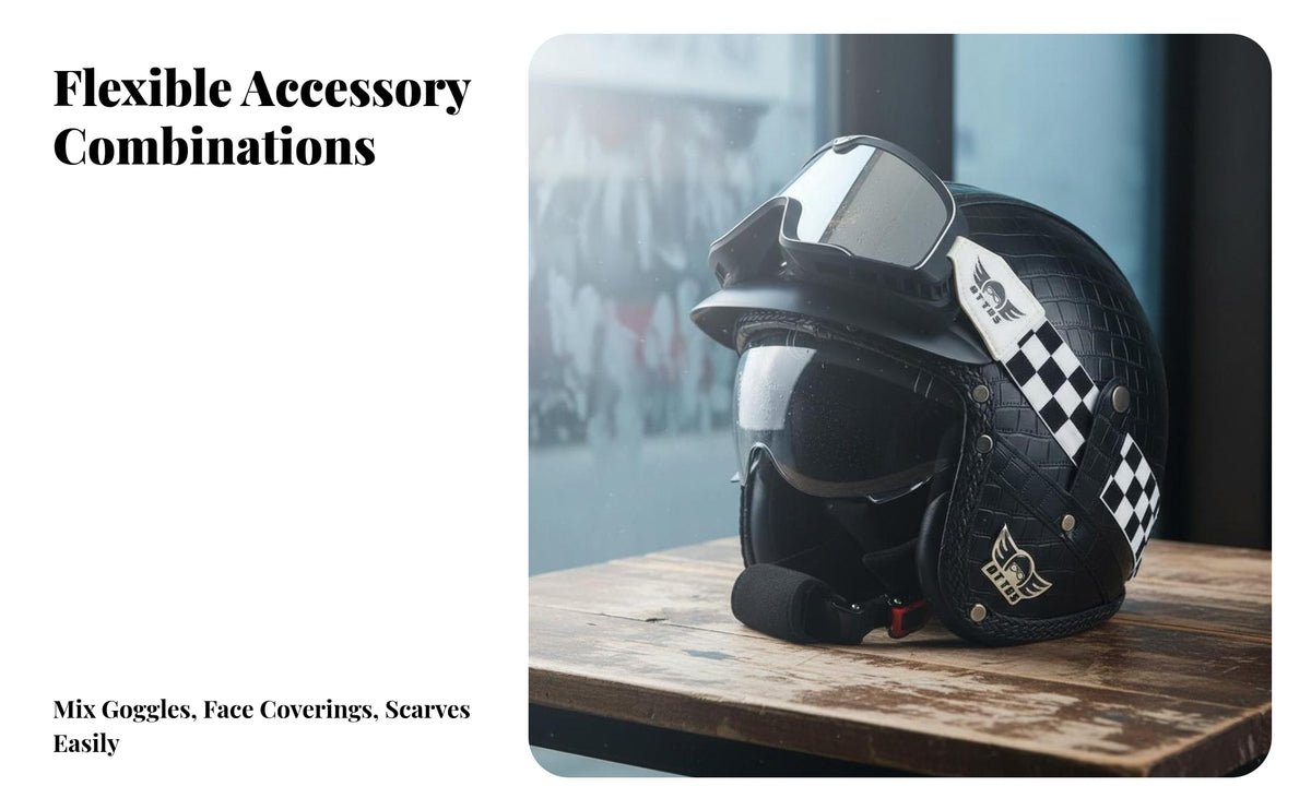 Retro 3/4 3C Certified 3/4 Open Face Impact Resistant Guarding Headwear for Women, Cruising, Outdoor, Road Trips