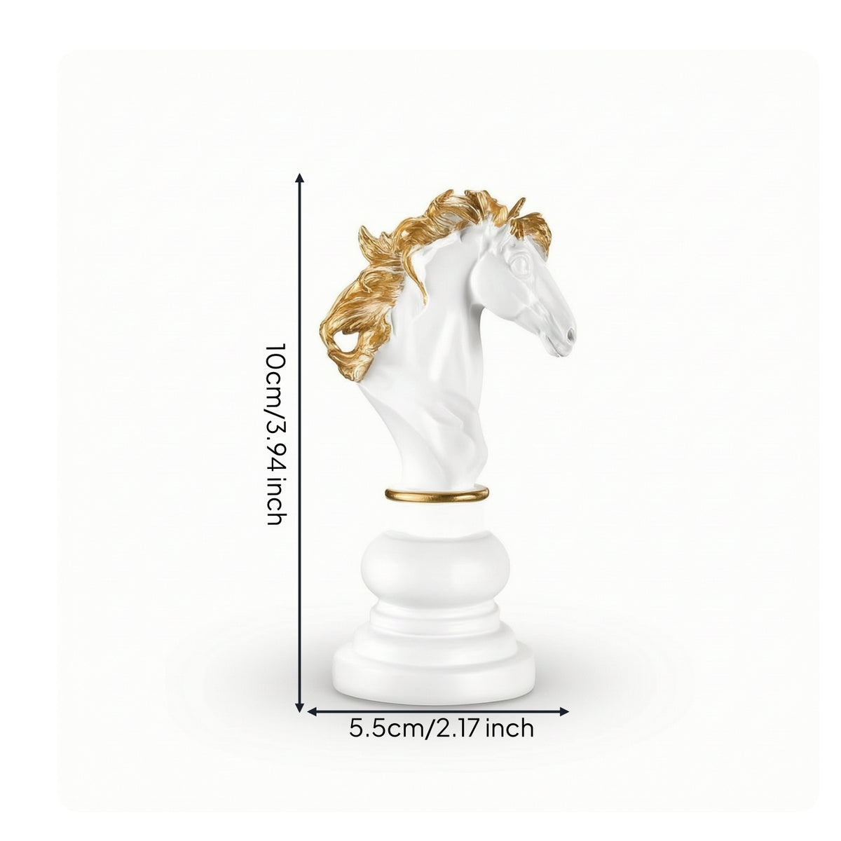 Chess Knight Figurine Resin Chess Knight Sculpture Horse Head Sculpture Tabletop Ornament Gold-Toned for Collectors, Shelf