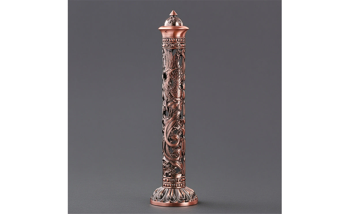 Vertical Scent Vessel Burner Carved Alloy Scent Vessel Burner Cylindrical Decor for Tea Room