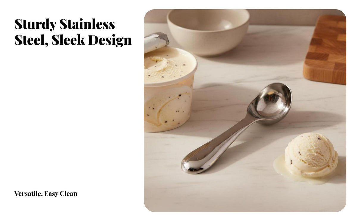 Stainless Steel Ice Cream Ladle Auto-Defrosting-Defrosting Fruit Baller Spoon Water Fruit Ladle Food Grade Sturdy Duty Ice Cream