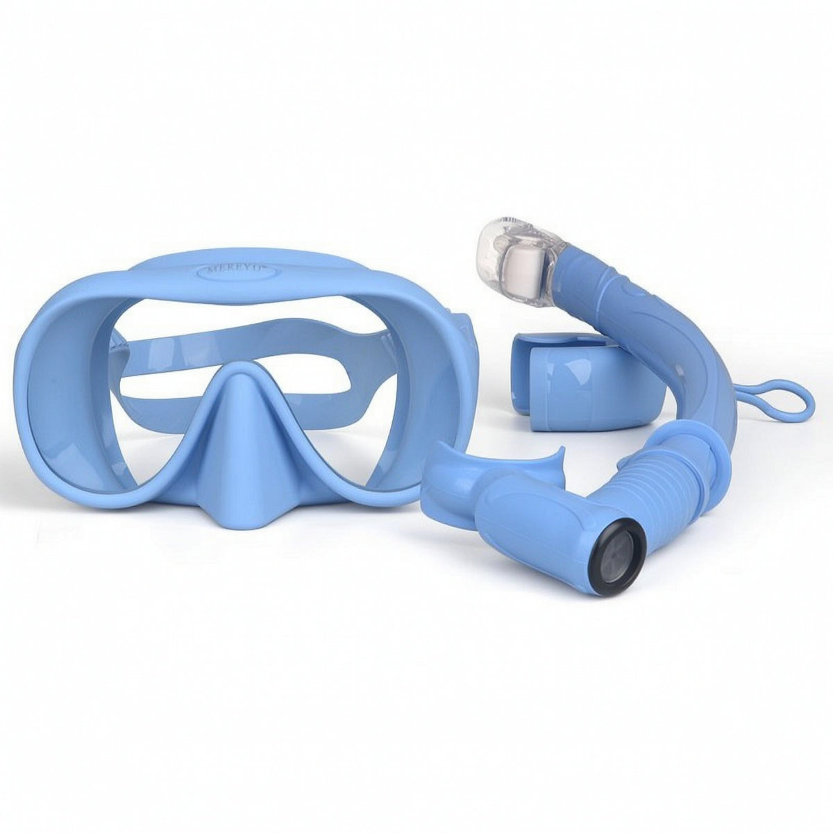 Tempered Glass Snorkeling Mask with Snorkel Wide-View Mask and Snorkel Set Clear Lens Water Sports Gear Silicone for Snorkelers, Travelers, Beach Trips, Pool Practice