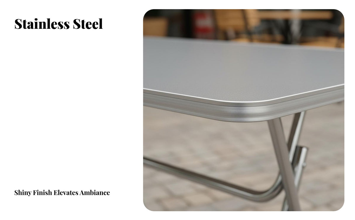 Stainless Steel Folding Table Space Saving Square Folding Table Easy to Clean Portable Work Bench for Chefs, Professionals, Outdoor, Catering, Kitchen