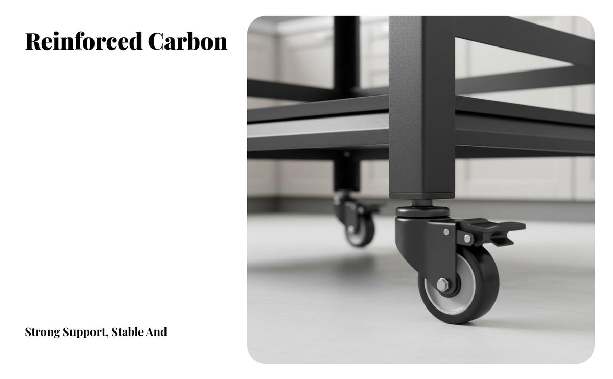 Movable with Wheels Multi-Layer Kitchen Rack Space-Saving Floor Standing Microwave Stand High Load Capacity Rolling Microwave Stand Easy to Clean for Pantry, Garage, Laundry Room
