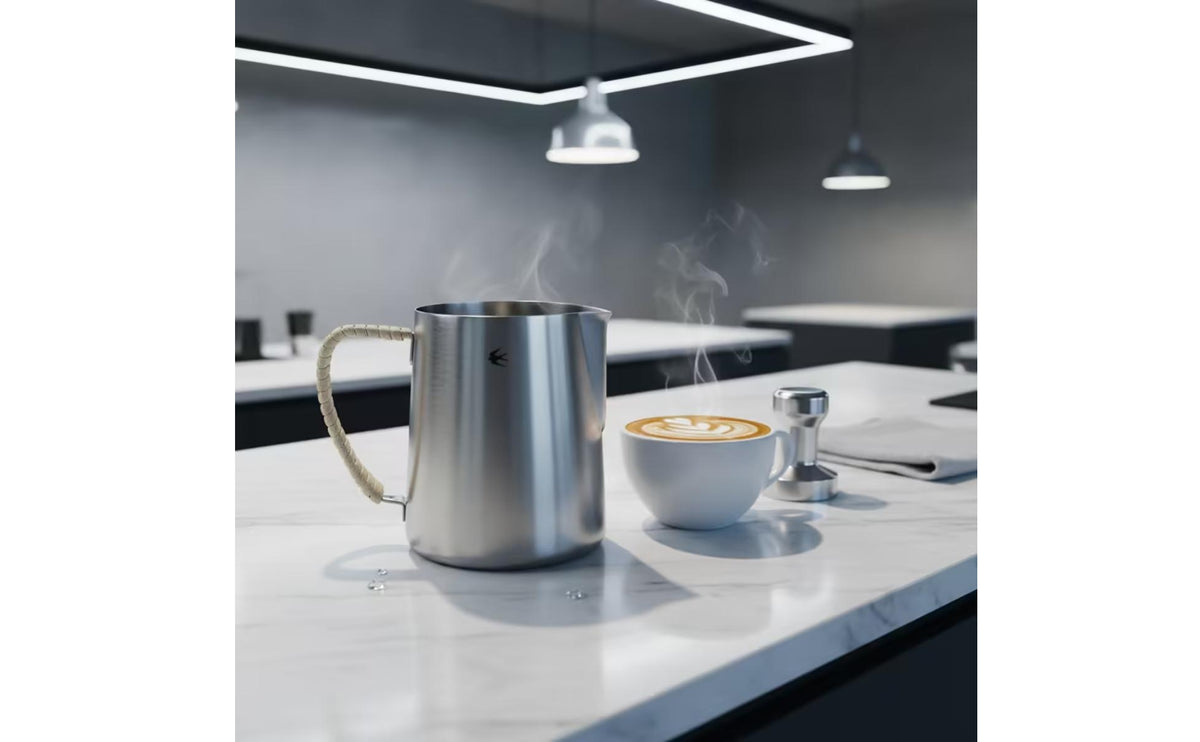 Milk Steaming Pitcher Comfortable Grip Milk Steaming Jug with Handle Ergonomic Barista Pitcher for Latte Art