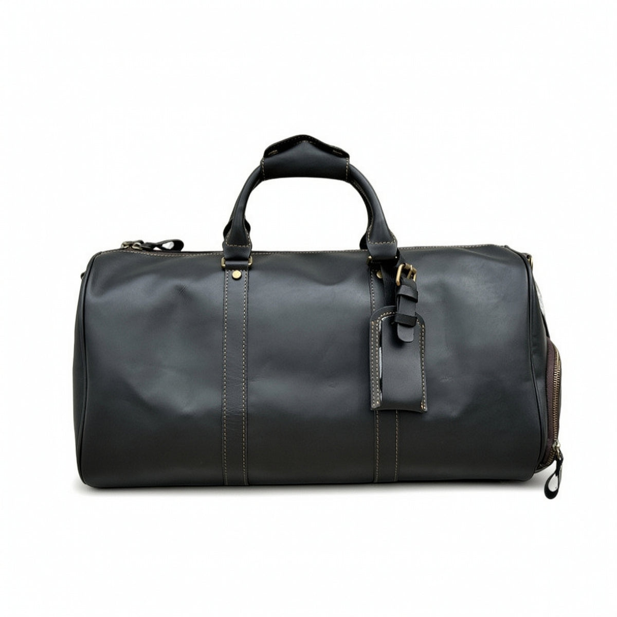Leather Duffel Bag Sturdy Travel Duffel Bag Luggage Structured Cylindrical for Travelers, Weekend Getaways, Business Trips