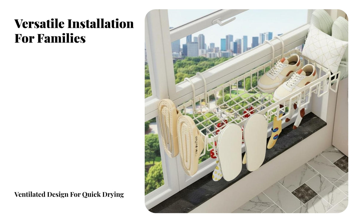 Window Sill Dehumidifying Shelf Screwless Installation Glass Panes Ill Clothes Dryer Space Saving Balcony Shoe Dryer for Homeowners, Commuters