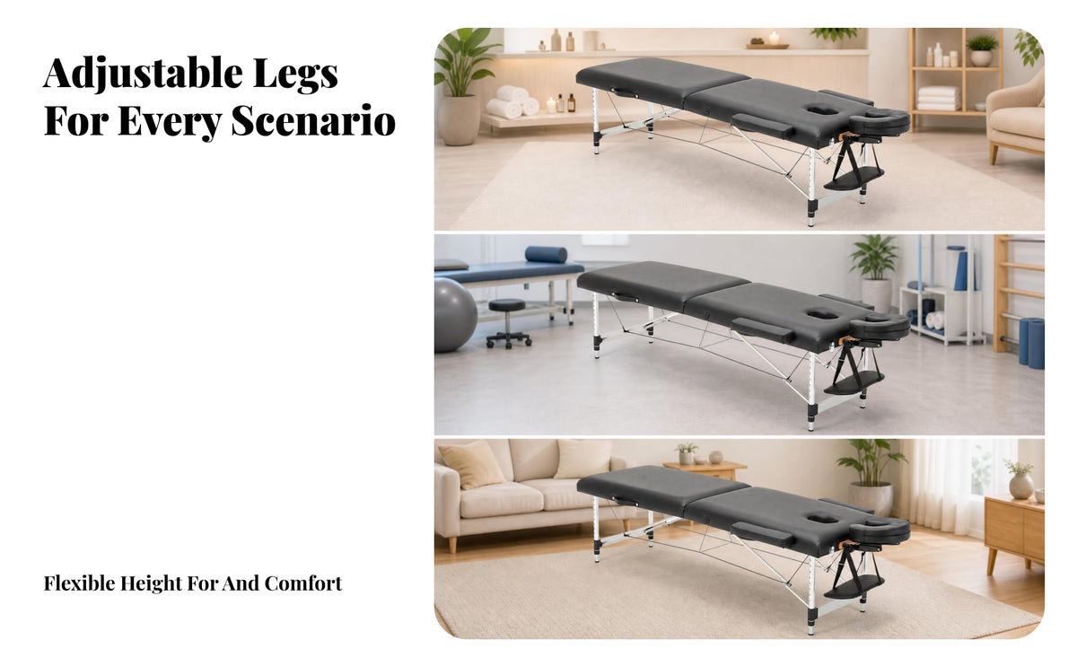 Portable Massage Table Aluminum Alloy Frame Foldable Massage Bed Padded
