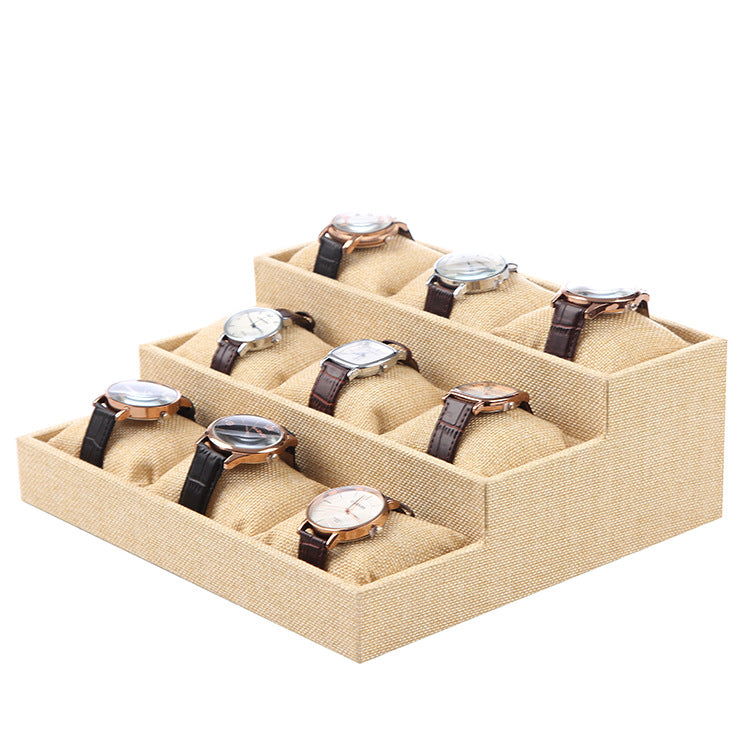 3-Tier 9-Slot Trapezoid Display Tray for Watches and Bracelets
