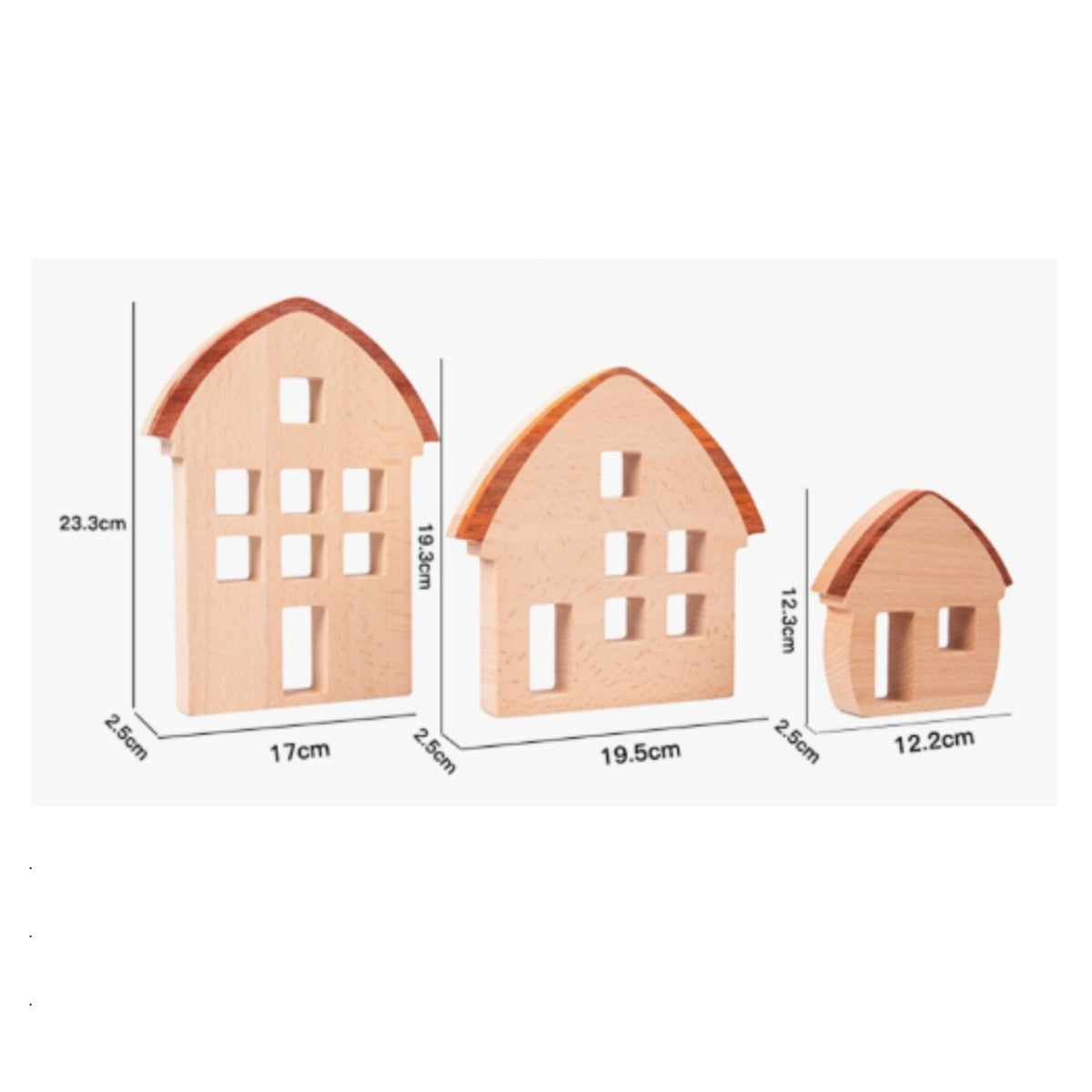 3 Pieces Wooden Blocks with Acrylic Openings Translucent Decor Colorful Decoration for Desktop, Nursery