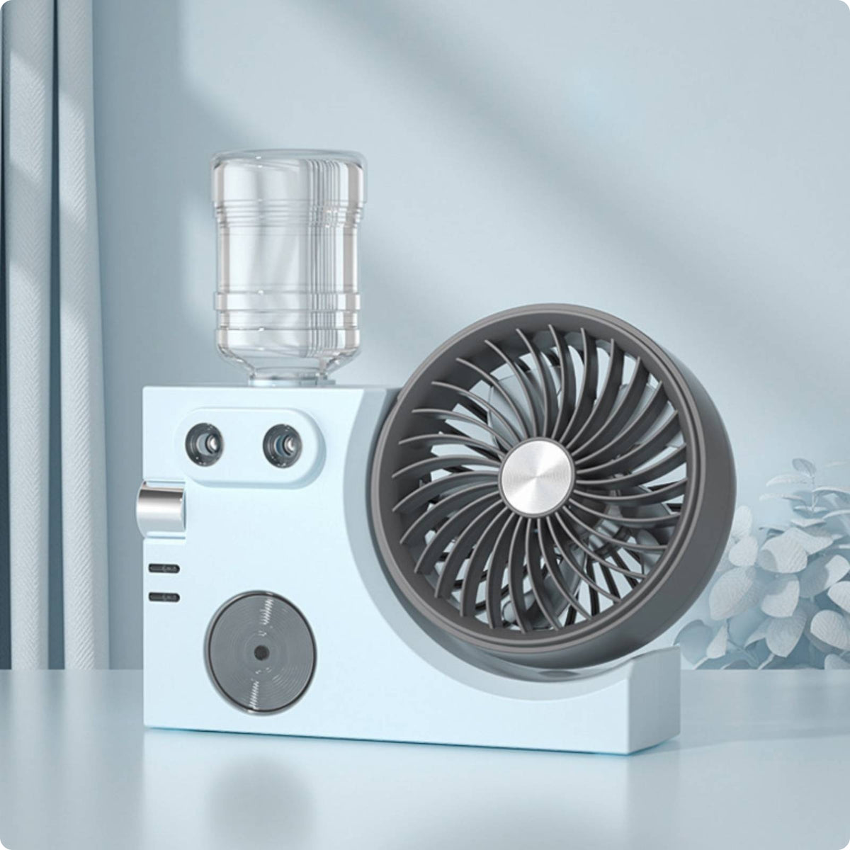3-Speed Humidifying Fan Rechargeable USB Mini Fan Transparent Reservoir Mini Air Cooler Portable for Desktop, Dorm Room