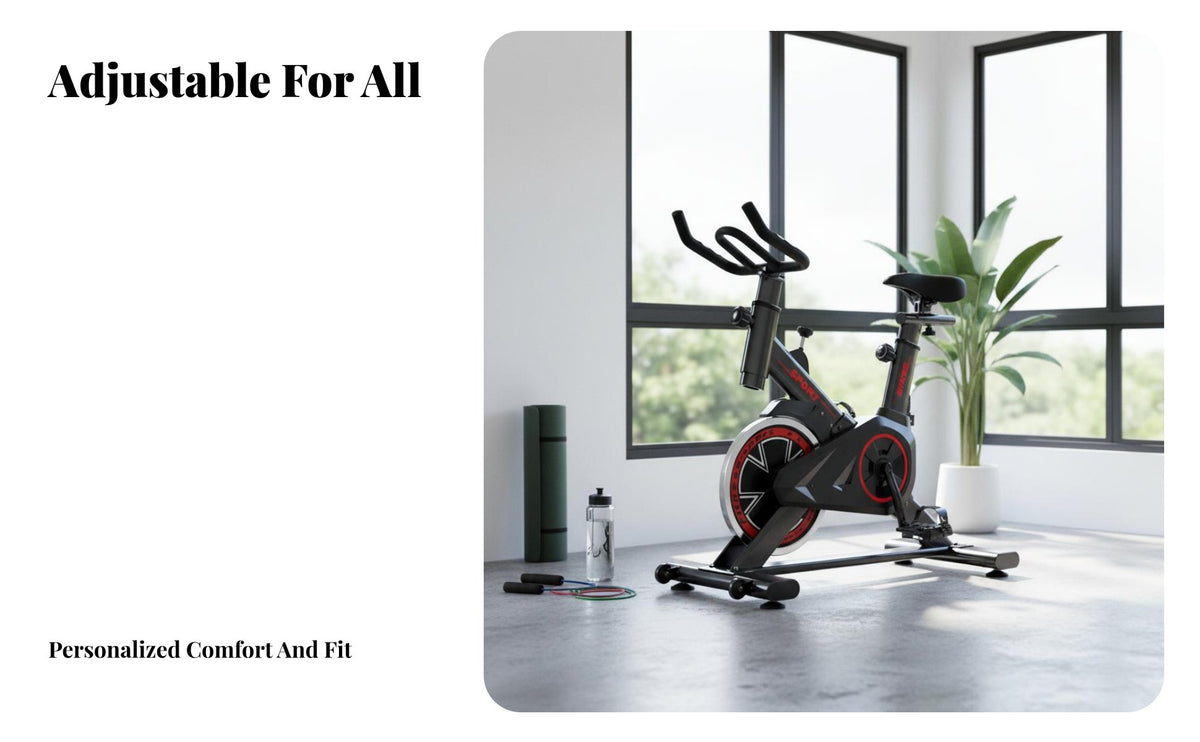 Silent Operation Indoor Cycling Bike Fully Adjustable Seat Stationary Cycling Bike Sturdy Steel Frame Cardio Machine LCD Digital Monitor for Family