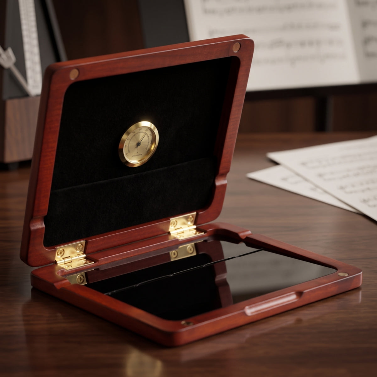 Wooden Woodwind Accessory Case with Hygrometer Sheltering Woodwind Accessory Storage Case with Elastic Retainers Portable
