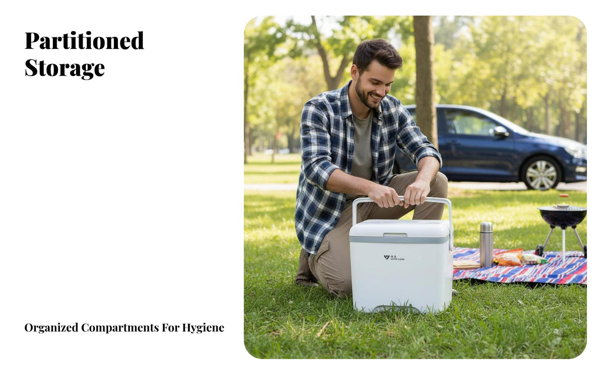 Long-Lasting Insulation Portable Food ice chest snap-shut Lid Hard-Sided Portable ice chest Easy Carry Handles Ice Chest long-lasting Construction for Street Vendors, Tailgaters, Camping, outdoor meals, highway journeys, Parties