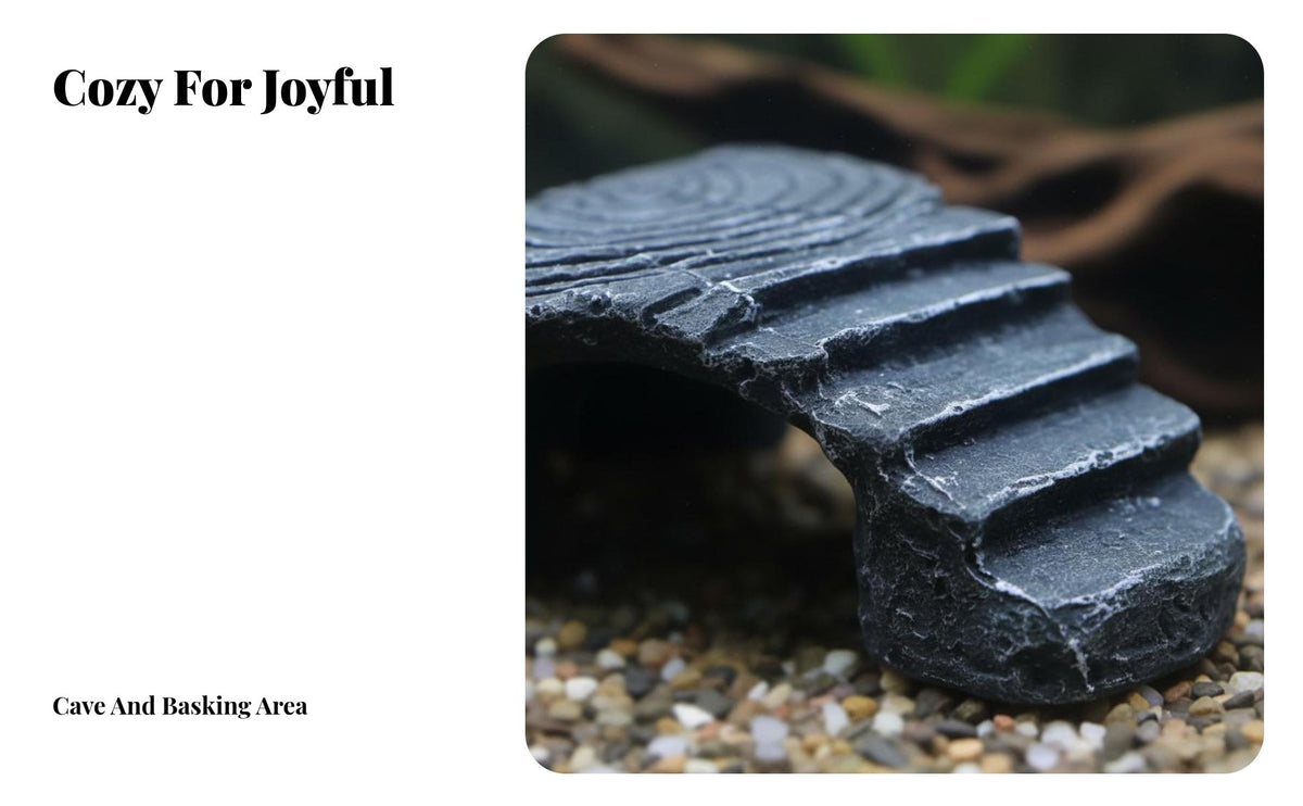 Turtle Basking Dock Realistic Geological Formation Design Turtle Basking Ramp Easy to Climb Tortoise Climbing Ladder for Terrarium, Aquarium