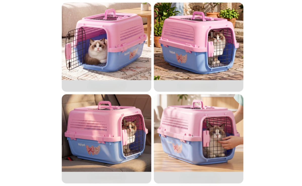 Hard-Shell Pet Carrier Long-Lasting Plastic Cat Carrier Hard-Sided Travel Kennel Easy to Clean Cage Heavy-Duty for Cats