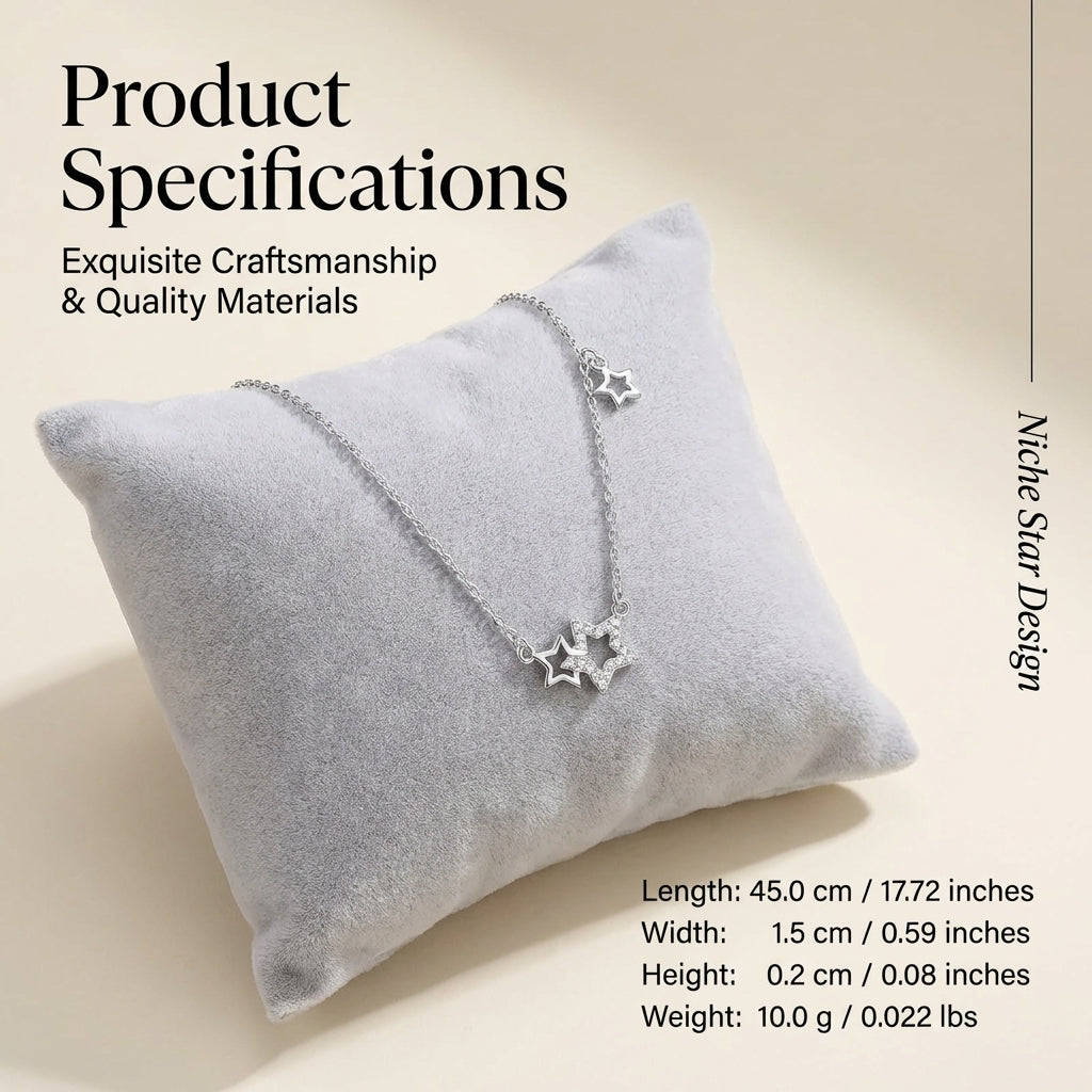 Intertwined Star Pendant Necklace, Hollow Star Pendant Minimalist, Tiny Cubic Zirconia Star Pendant, Fashion Stars Choker Necklaces for Women