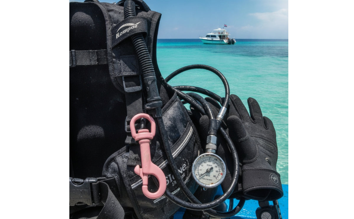 Scuba Snap Hook with Oval Ring 316 Stainless Steel Spring Snap Hook with Swivel Eye Fast-Release Hardware for Divers Setups, Gear Organization