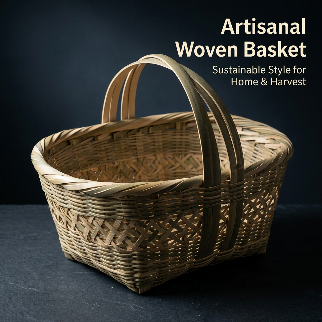 Bamboo Storage Basket, Hand-Woven Bamboo Basket for Home Organizer, Rustic Charm Wicker Basket for Kitchen Storage, Laundry Basket, Retail Display
