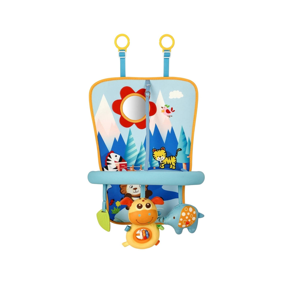 Sensory Car Seat Toy with Teether Adjustable Hanging Activity Center Detachable Stroller Arch Travel-Friendly for Infants, Babies, Newborns, Road Trips