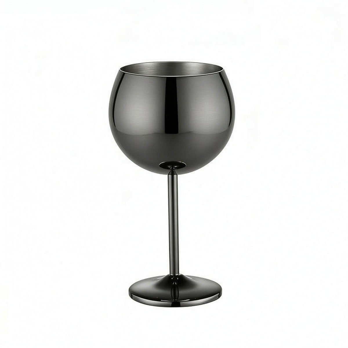 550ml Stainless Steel Beverage Glass Spherical Bowl Stemmed Goblet Tall Drinkware for Bar