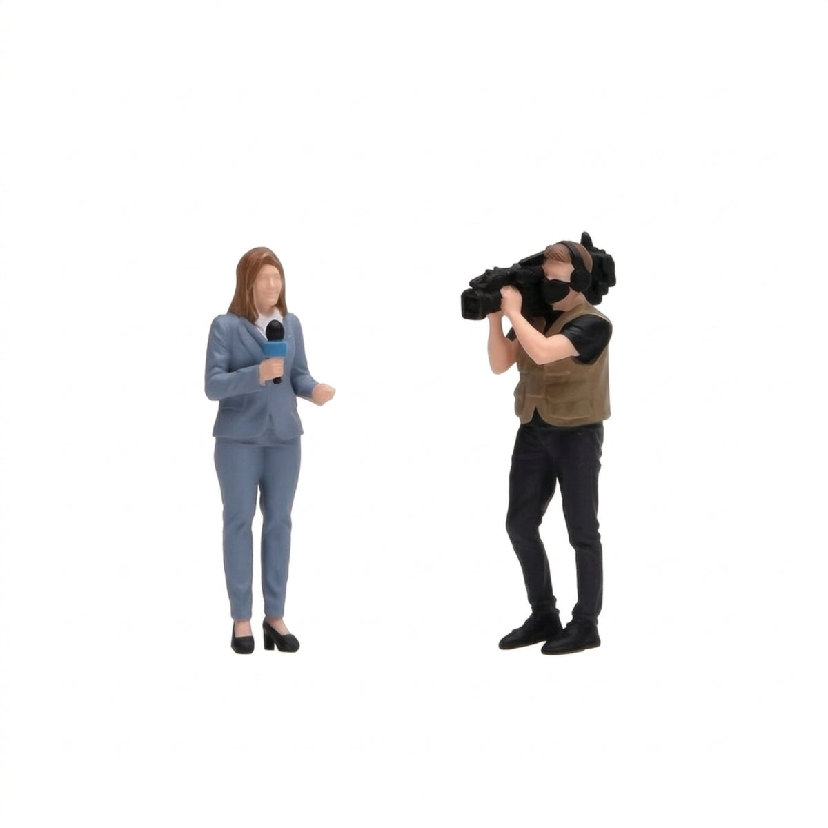 2 Pieces Reporter and Cameraman Figure Set Resin Reporter and Cameraman Figures Realistic Miniature Scene with Figures for Collectors, Display Shelves