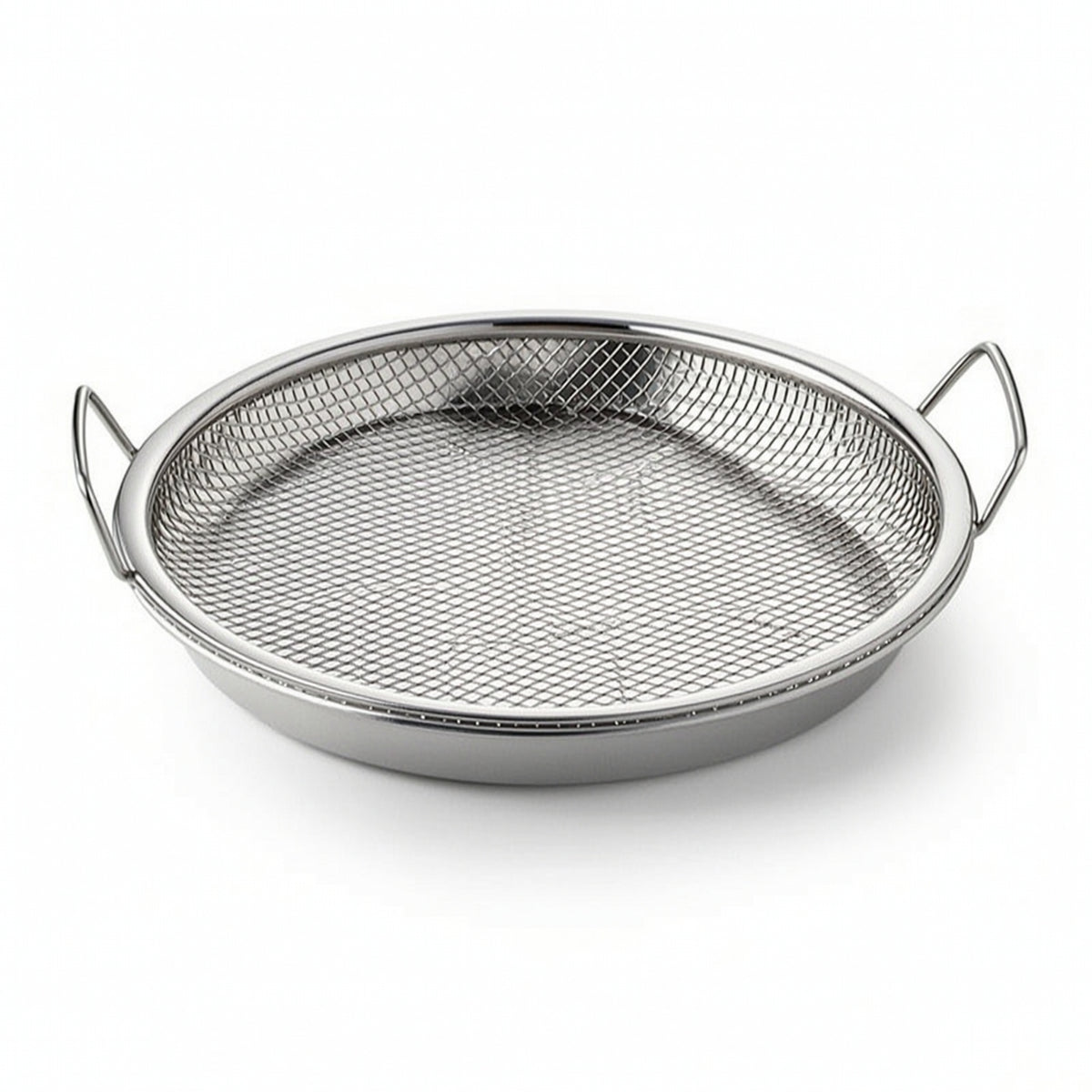 2 Pieces Round Oil Draining Tray with Mesh Insert Rust-Proof Oil Filter Tray Silver-Toned Strainer Versatile for Frying