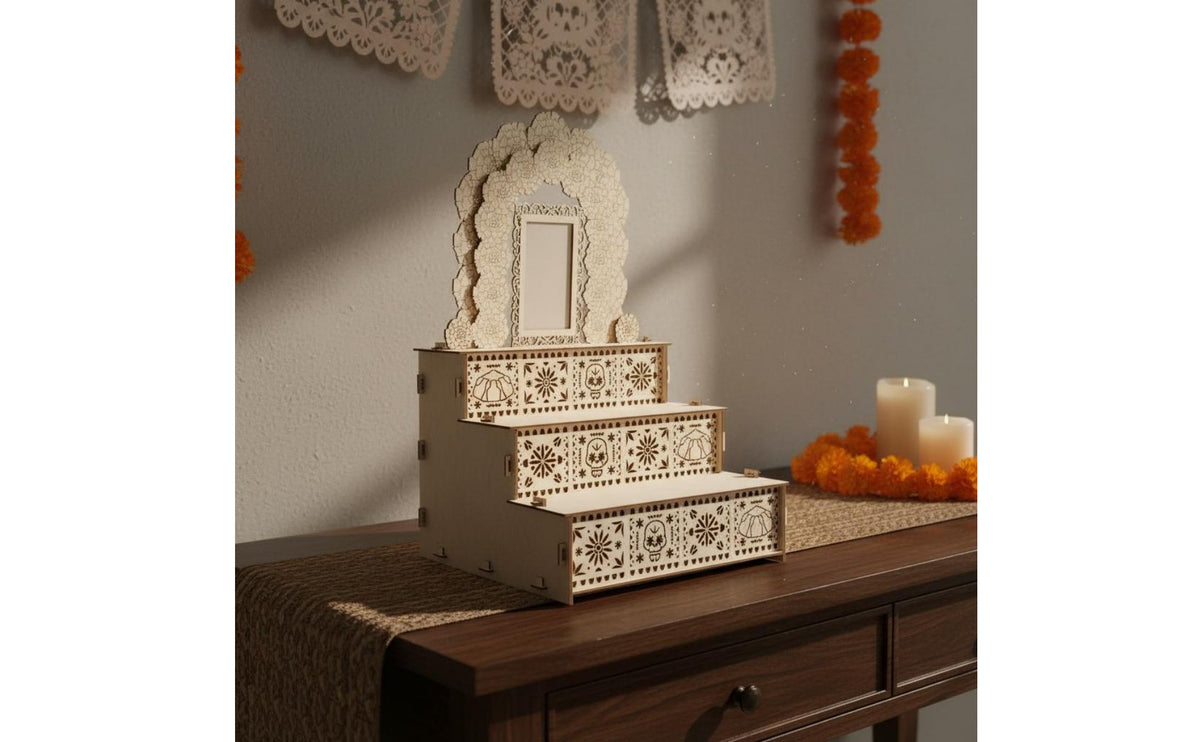 Handmade Day of the Dead Altar Holiday Themed DIY Altar Frame Easy to Assemble Paper Banner Decor Laser Cut for Photo Display