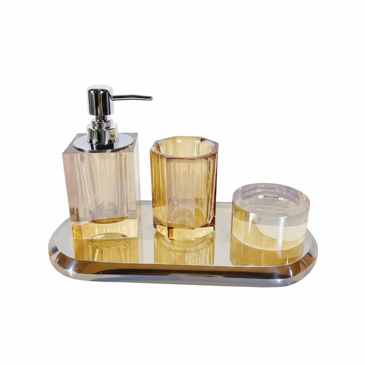 Crystal Glass Washroom Set Modern Minimal Design Glass Washroom Set Decorative for Hotel Room