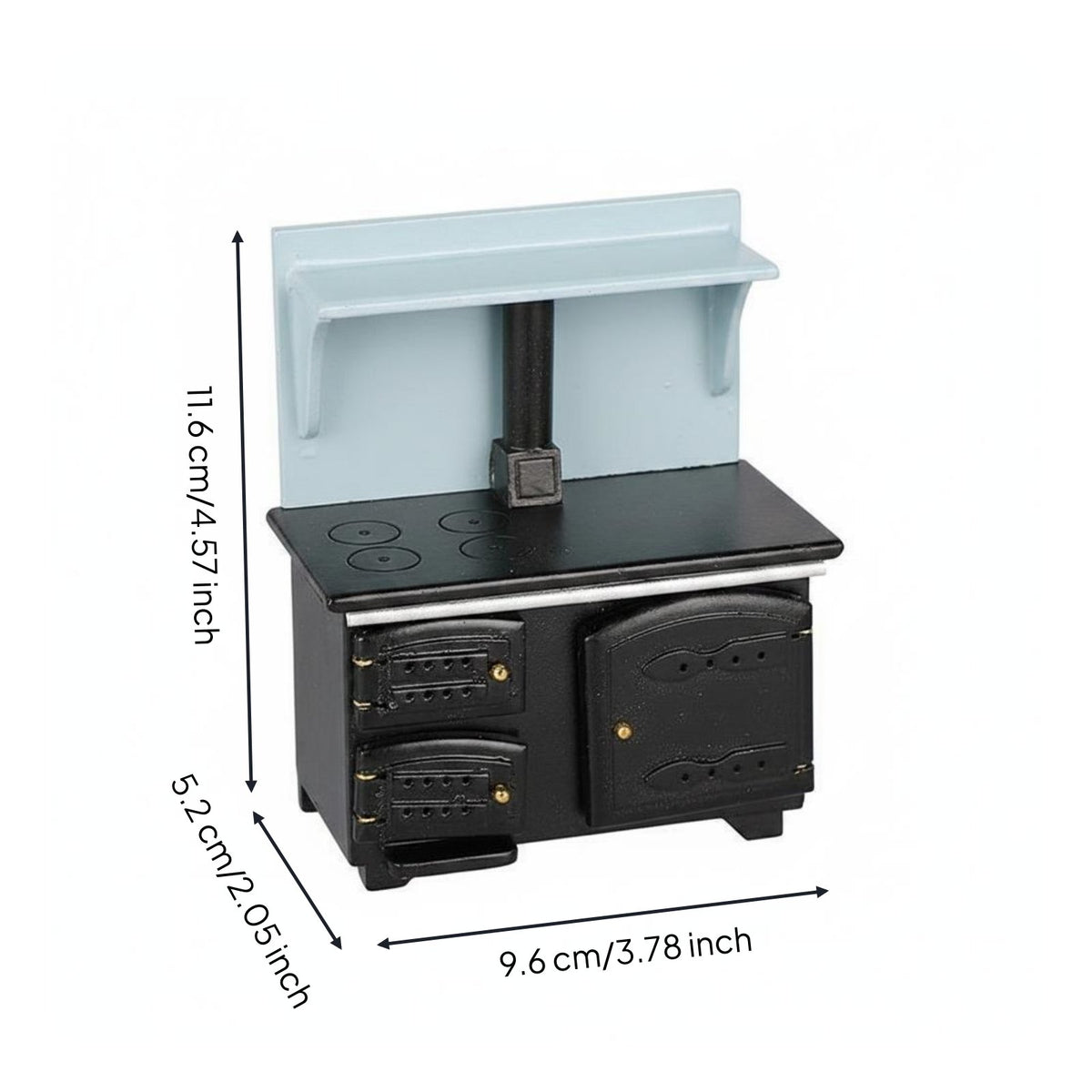 Miniature Black Cooker Realistic Detail Dollhouse Oven Range Authentic Reproduction Mini Cooker for Collectors, Kids