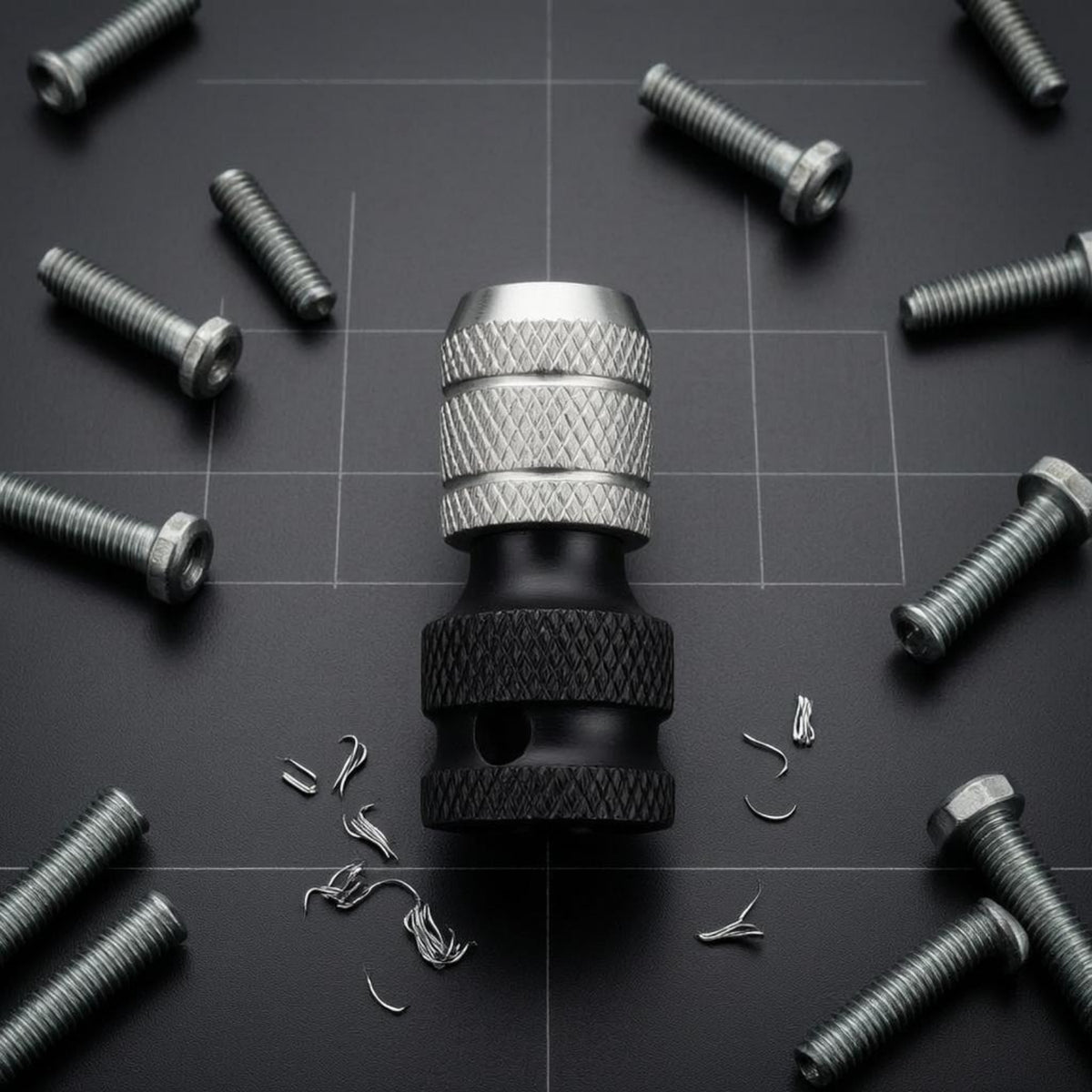 Heavy-Duty Impact Wrench Drill Chuck Adapter Knurled Grip Electric Wrench Adapter Head Pin and O-Washer Included Tool Accessory Textured Body